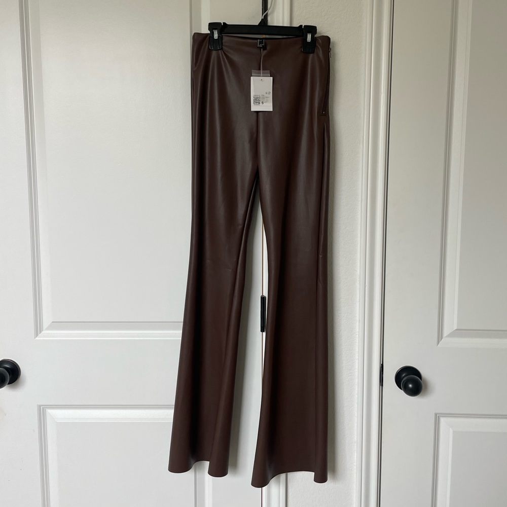 NWT Faux Leather Flare Pants